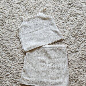 Girls White Crochet Skirt and Top